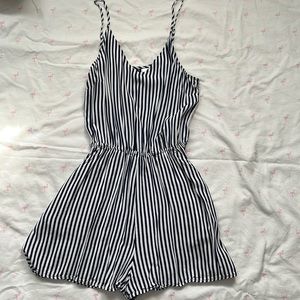 Blue and White Stripped Romper